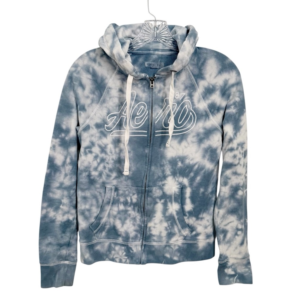 Aeropostale Aero 87 Blue Tie-Dye Full-Zip Hoodie
